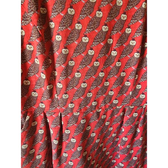 Boden Red Owl Print Dress - Picture 8 of 8
